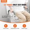 VEVOR Raised Toilet Seat, 3.5" Height Raised, 300 lbs Weight Capacity, for Standard Round Toilet, Aluminum Handrail, with EVA Armrest Padding, for Eld