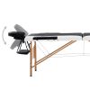 2-Zone Foldable Massage Table – Wood Frame (Black & White)