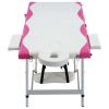3-Zone Foldable Massage Table – Aluminum Frame (White & Pink)