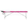 3-Zone Foldable Massage Table – Aluminum Frame (White & Pink)