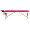 2-Zone Foldable Massage Table – Wood Frame (Pink)
