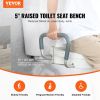 VEVOR Raised Toilet Seat, 5" Height Raised, 350 lbs Weight Capacity, for Round and Elongated Toilet, Twist Lock Installation,19.1" - 21.7" Adjustable