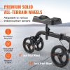 VEVOR Folding Knee Scooter, Carbon Steel Steerable Knee Walker with Height-Adjustable Handlebar & Knee Pad, All-Terrain Solid Wheels, Dual Brakes, Leg