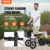VEVOR Folding Knee Scooter, Carbon Steel Steerable Knee Walker with Height-Adjustable Handlebar & Knee Pad, 12" All-Terrain Wheel, Dual Brakes, Leg Re