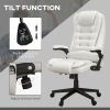 HOMCOM High Back Vibration Massage Office Chair with 6 Vibration Points, Heated Reclining PU Leather Computer Chair with Armrest and Remote, White