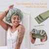 Silk Bonnet for Sleeping Women, Satin Hair Bonnet for Sleeping for Wavy Curly Natural Hair Women Men - Green