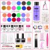 Acrylic Nail Kit, Nail Kit for Beginners with Everything, 24 Colors Glitter Acrylic Powder and Liquid Monomer Set, 200 Pcs Nail Tips