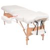 2-Zone Folding Massage Table & Stool Set – 3.9" Thick (White)