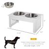 Wooden Dog Feeding Station with 2 Stainless Steel Bowls and Non-Slip Base Elegant White