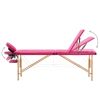 3-Zone Foldable Massage Table – Wood Frame (Pink)