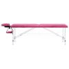 2-Zone Foldable Massage Table – Aluminum Frame (Pink)