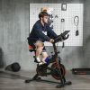Exercise Bike, Flywheel Indoor Stationary Bike, Adjustable Height & Resistance, with LCD Monitor, Pedal Cage and Shelf Tray, 264 lbs Weight Capacity,