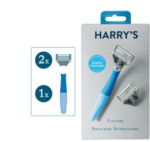 Harry's Shaving Razor for Men with 2 Razor Blade Refill Cartridges, Glacier Blue