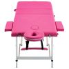 2-Zone Foldable Massage Table – Aluminum Frame (Pink)