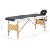 4-Zone Foldable Massage Table – Wood Frame (Black & White)