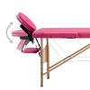 2-Zone Foldable Massage Table – Wood Frame (Pink)