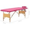 2-Zone Foldable Massage Table – Wood Frame (Pink)