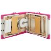 4-Zone Foldable Massage Table – Wood Frame (White & Pink)