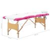 4-Zone Foldable Massage Table – Wood Frame (White & Pink)