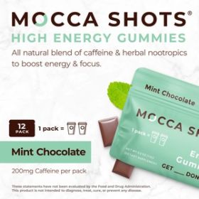 Mocca Shots Energy Gummies with Caffeine 12-Pack - Mint Chocolate