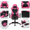 PU Leather Gaming Chair with USB Massage & Footrest