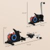 Water Rowing Machine, Foldable with Adjustable Resistance, Wheels, LCD Monitor and Tablet Holder for Home Cardio Training, Blue