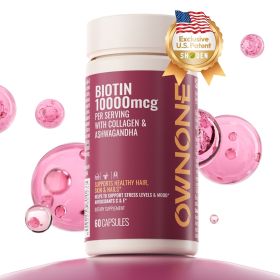 OWNONE Biotin Per Serving-HSN Care Promote Hair, Skin, Nails Growth Shoden Ashwagandha Extract Support Stress & Mood Multiple Natural Ingredients (Option: 5bottles)