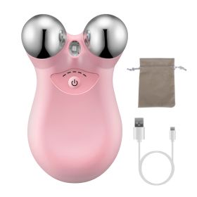 1Pc Micro-current Face Massager Rechargeable Face Neck Roller Intelligent Facial Massager With 5 Gears For Skin Tightening Skin Lifting Wrinkle R (Color: PINK)