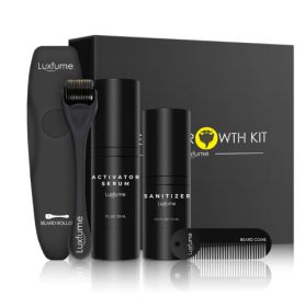 Beard Growth Liquid Beard Care Set (Color: Black)