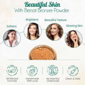 BeNat Loose Powder Bronzer – Vegan Makeup with Reusable Bamboo Case, 0.42 oz (OPTIONS: Refill -0.42 oz)