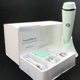 4 In 1 Facial Cleansing Brush, 3 Speeds Exfoliating & Facial Massage, USB Rechargeable (Color: Green)