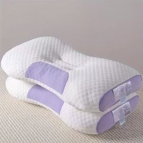 Knitted Cotton Massage Pillow – Ergonomic Neck & Cervical Support(2pack) (Color: Purple)
