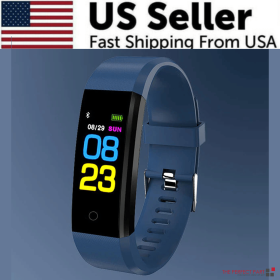 Fitness Smart Watch Activity Tracker Heart Rate For Women Men Oxygen BP Monitor (Color: Blue)