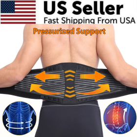 Lower Back Support Brace Lumbar Waist Belt Double Pull Breathable Belt Men Women (Brace Size: XL)