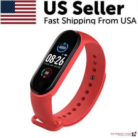 Blood Pressure Bracelet Wristband Fitness Tracker Heart Rate- M4 Smart Watch Band (Color: Red)
