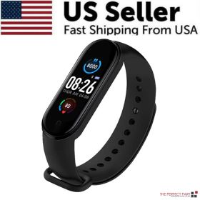 Blood Pressure Bracelet Wristband Fitness Tracker Heart Rate- M4 Smart Watch Band (Color: Black)