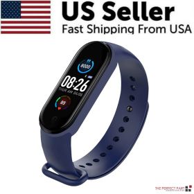 Blood Pressure Bracelet Wristband Fitness Tracker Heart Rate- M4 Smart Watch Band (Color: Blue)