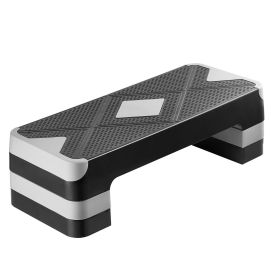Aerobic Exercise Step Platform, 28-Inch Workout Aerobic Stepper, Height Adjustable Fitness Training Step Deck Trainer with 4 Risers, Non-Slip Surface (Color: Gray)