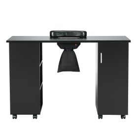 VEVOR Manicure Table, Nail Table Station with Electric Dust Collector, Moveable Nail Tech Desk with 8 Wheels (4 Lockable), 3 Dust Bag & Wrist Rest, MD (Default: default)