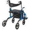 VEVOR 2 in 1 Rollator Walker & Transport Chair for Seniors, Folding Rolling Walker Wheelchair Combo & Footrests, Lightweight Aluminum Mobility Walker