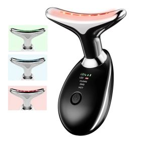 Facial Neck Massager - Beauty Device, 3 Color EMS Microcurrent, Skin Rejuvenation- Lift & Tighten  Double Chin, Skin Care Tool (Color: Black)