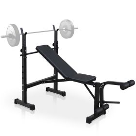 Olympic Weight Bench & Squat Rack Set for Home Gym Strength Training (Color: as Pic)