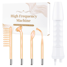 4-in-1 High Frequency Facial Wand – Portable Skin Rejuvenation Device for Acne, Wrinkles & Firming (Color: MRY-RED)