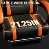 PU Leather Gaming Chair with Footrest, 360°Swivel Adjustable Lumbar Pillow, Comfortable Computer Chair