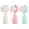 Double-Sided Silicone Face Brush w/ Soft Bristles for Exfoliating & Massaging Skin - Cute Cat Paw Design for Facial Cleansing & Makeup Removal