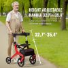 VEVOR Folding Rollator Walker for Seniors and Adults, Lightweight Aluminum Rolling Walker with Seat and Adjustable Handle, 4-Wheel Outdoor Mobility Wa