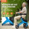VEVOR Folding Rollator Walker for Seniors and Adults, Lightweight Aluminum Rolling Walker with Seat and Adjustable Handle, 4-Wheel Outdoor Mobility Wa