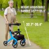 VEVOR Folding Rollator Walker for Seniors and Adults, Lightweight Aluminum Rolling Walker with Seat and Adjustable Handle, 4-Wheel Outdoor Mobility Wa