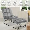 Massage Chair Velvet Accent Sofa Chair with Ottoman and Remote Control