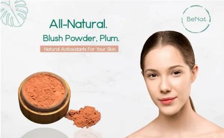 BeNat Loose Powder Blush – Vegan Makeup with Reusable Bamboo Case, 0.42 oz (OPTIONS: Plum)